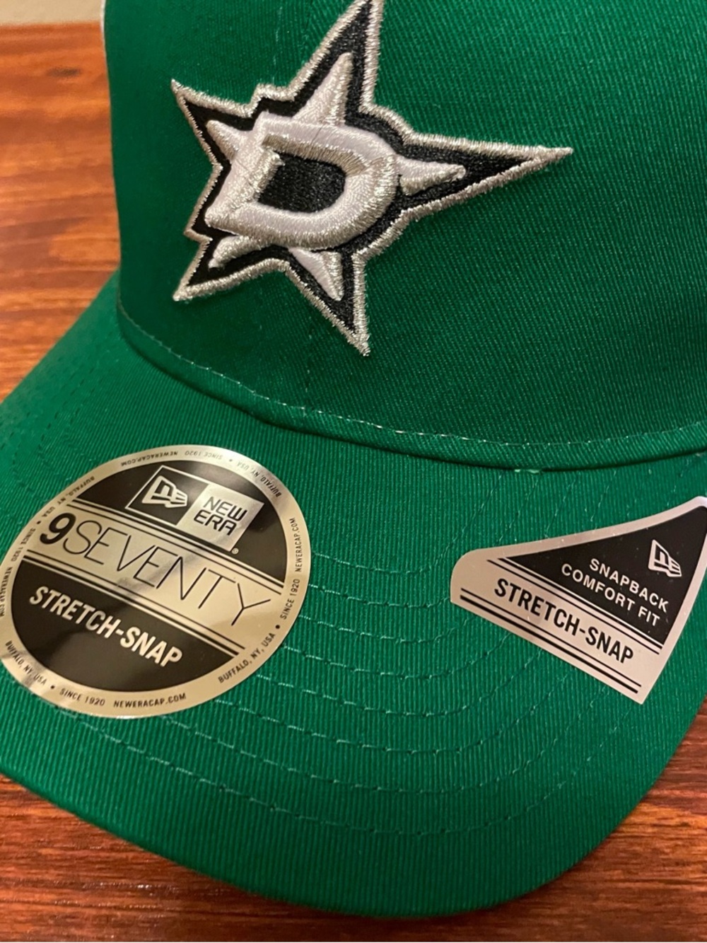 New Era Dallas Stars Snapback Hat 9Seventy Stretch-Snap Cap OSFM White Green NEW - Picture 4 of 7